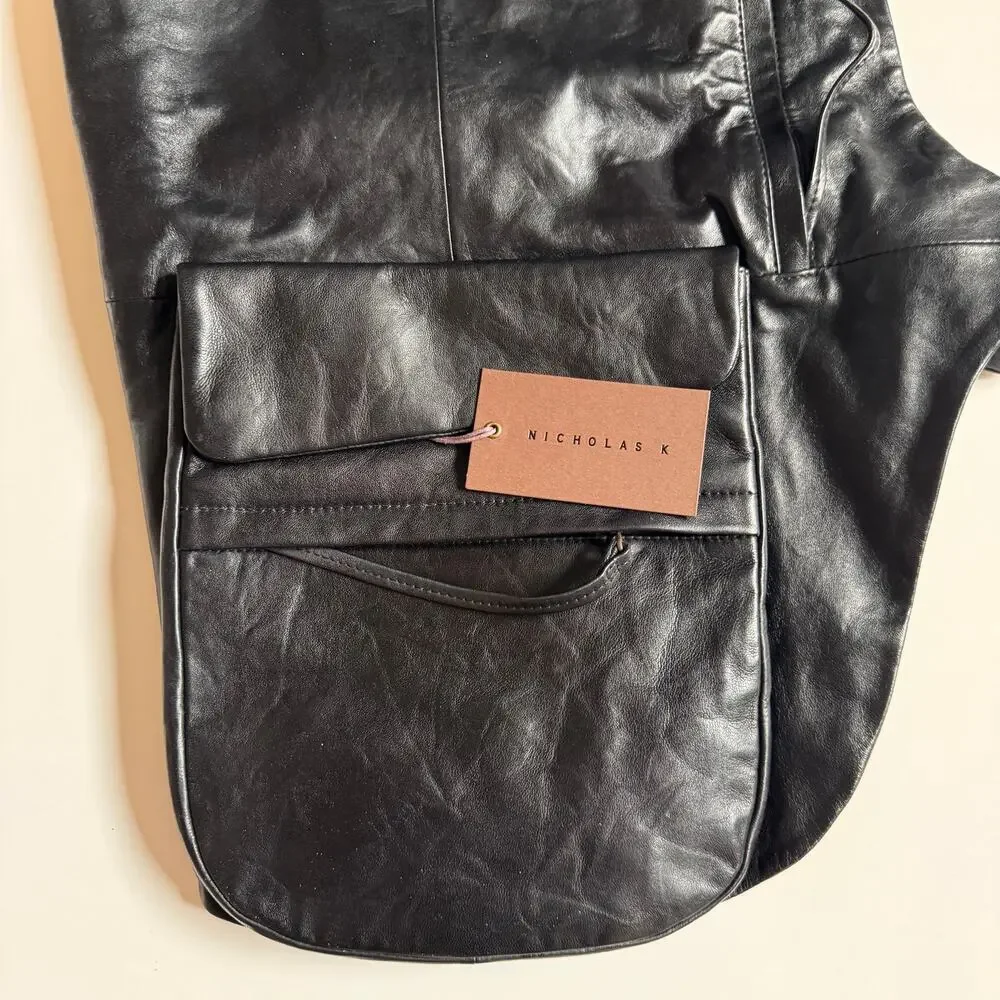 Nicholas K Logan Vest Pack Black Leather NEW Medium Large NWT Luxury